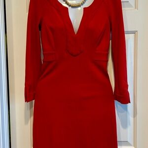 Diane Von Furstenberg Red Long Sleeve Dress
